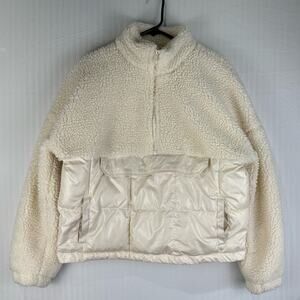 Fabletics Nelly White Sherpa Fleece Pullover Women’s Size Medium Half Zip Sporty